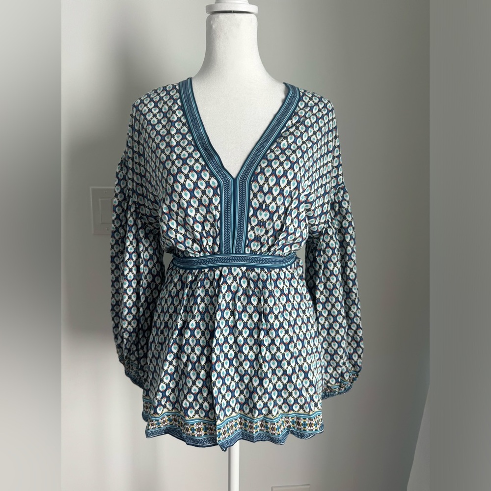 Max Studio Women’s Small Drop Shoulder Tie Waist Top Blouse NEW Resortwear